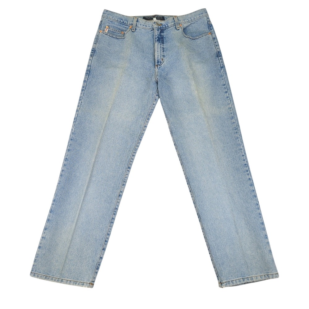 Vintage Made USA Guess Jeans Classic Fit 001‎ Straight Leg Light Wash Mens 36x30